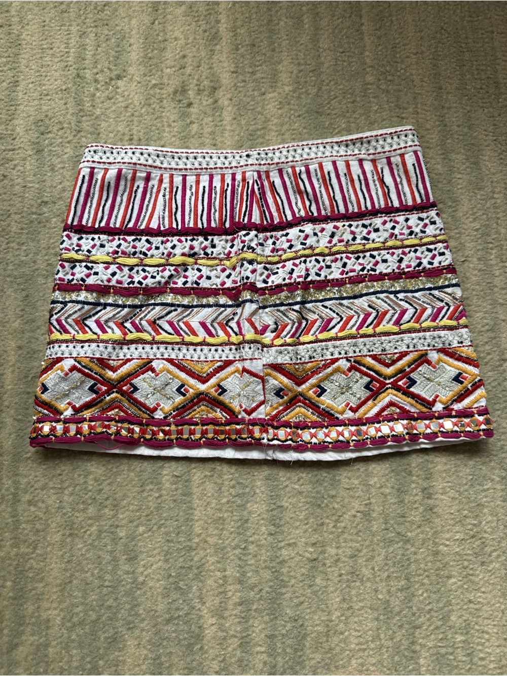 Mango embroidered beaded mini skirt